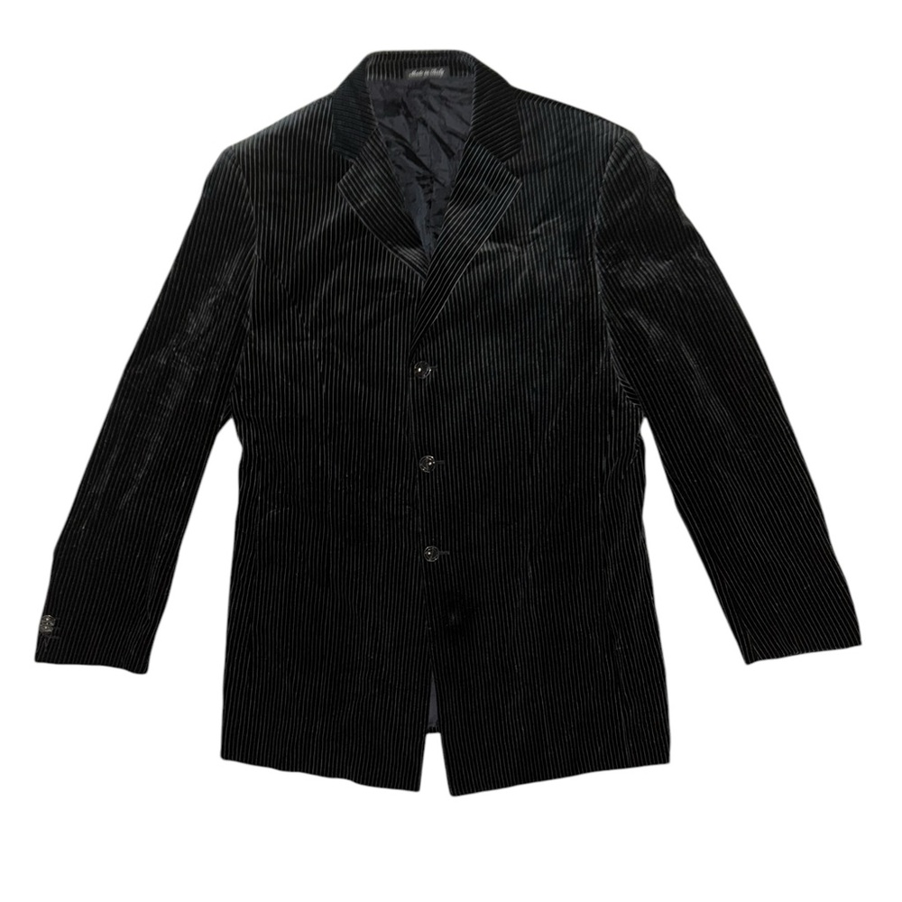 Pal Zileri Cerimonia Black Velvet pinstripe Blazer Mens 46R